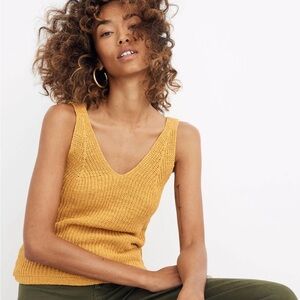 Madewell Monterey Sweater Tank Dark Mustard Yellow Women’s Size Large